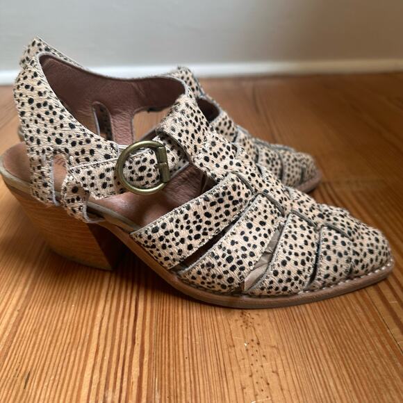 Jeffrey Campbell angora brown jaguar leather heeled sandal SIZE 7 - Picture 2 of 8